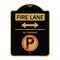 Signmission Fire Lane-No Parking With No Parking Symbol and Bidirectional Arrow, Black & Gold, BG-1824-24013 A-DES-BG-1824-24013 - alternate 1